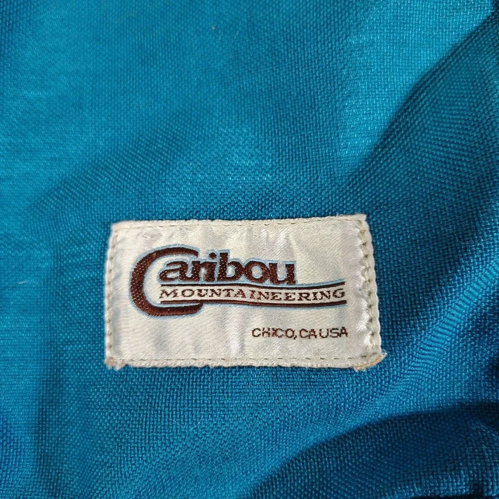 Vintage Caribou Mountaineering Backpack Teal Canvas Gorpcore Hiking Daypack